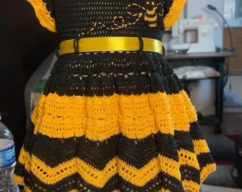 Booo-Bee Crochet Baby Dress Pattern, Bumblebee Dress, PDF Digital Download, 6–18 Months