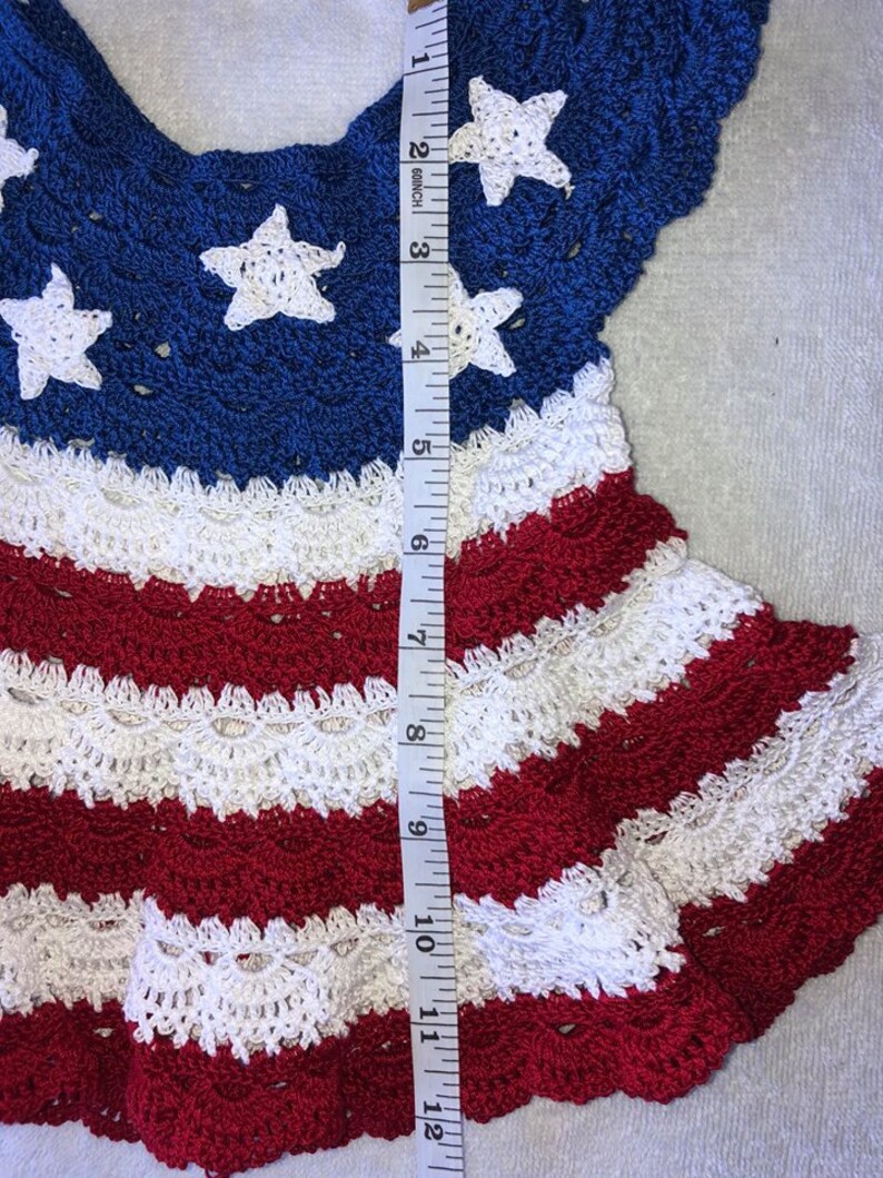 Patriotic 4th of July All American Girl Crocheted Baby Dress Pattern, Crochet Pattern image 4