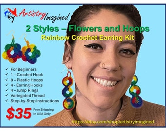 Rainbow Crochet Earring Pattern Kit - 2 Styles