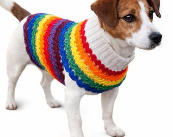 Handmade LGBTQ Pride Crochet Dog Sweater: Rainbow Pet Apparel