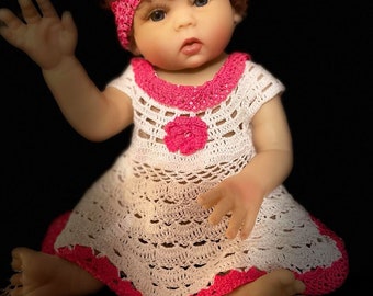 Hot Pink n White Crochet Baby Dress