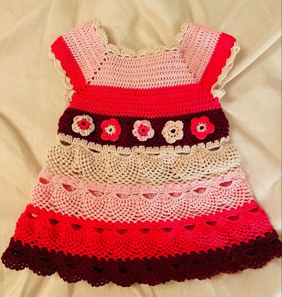 Handmade crochet baby frock sales