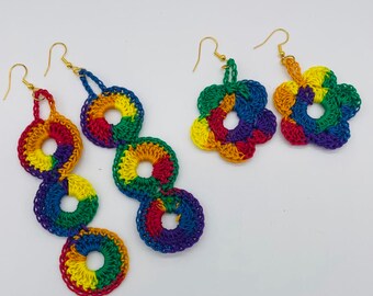 Rainbow Crochet Earrings