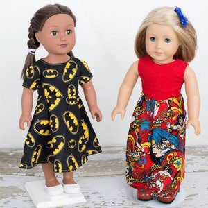 Handmade 18 Inch Doll Wonder Woman Maxi Dress, 18 Inch Doll Maxi Dress, 18 Inch Doll Dress, Wonder Woman Doll Dress, Superhero Doll Dress image 4