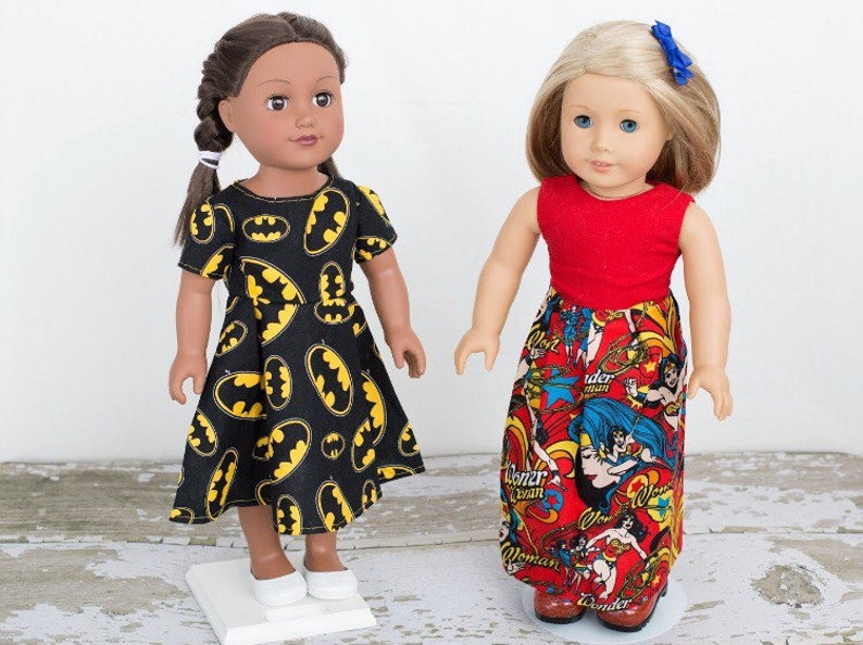 Handmade 18 Inch Doll Wonder Woman Maxi Dress, 18 Inch Doll Maxi Dress, 18 Inch Doll Dress, Wonder Woman Doll Dress, Superhero Doll Dress image 4