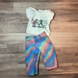 18 Inch Doll Peace Love Soccer Pajama Set, 18 Inch Doll Pajama Set, Fluffy pants, Soccer Love, Sports pajamas