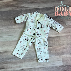 18 Inch Doll Dog and Cat Pajamas, 18 Inch Doll Dog and Cat Pajama Set, Puppy Doll Pajamas, Animal Doll Pajamas, Kitty Doll Pajamas