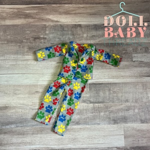 Handmade Autism Pawprint Pajamas, 14.5 Inch Doll Pawprint Pajama Set, Puppy Doll Pajamas