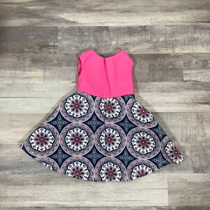 Pink and Blue Mandala Doll Dress, Handmade 18 Inch Doll Dress, Pretty Mandala Doll Dress, 18 Inch Doll Mandala Dress, Pink Doll Dress,