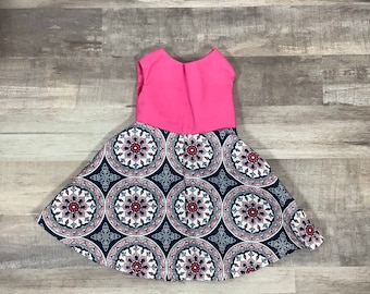 Pink and Blue Mandala Doll Dress, Handmade 18 Inch Doll Dress, Pretty Mandala Doll Dress, 18 Inch Doll Mandala Dress, Pink Doll Dress,