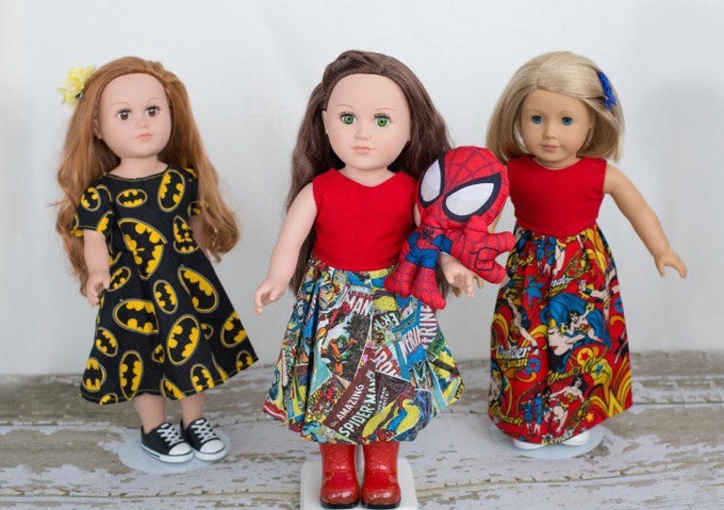 Handmade 18 Inch Doll Wonder Woman Maxi Dress, 18 Inch Doll Maxi Dress, 18 Inch Doll Dress, Wonder Woman Doll Dress, Superhero Doll Dress image 7