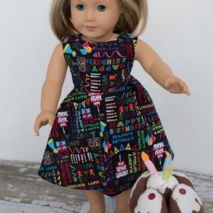Happy Birthday 18” Doll Dress, 18 Inch Doll Birthday Girl Dress, Pretty 18 Inch Doll Dress, Celebration Doll Dress