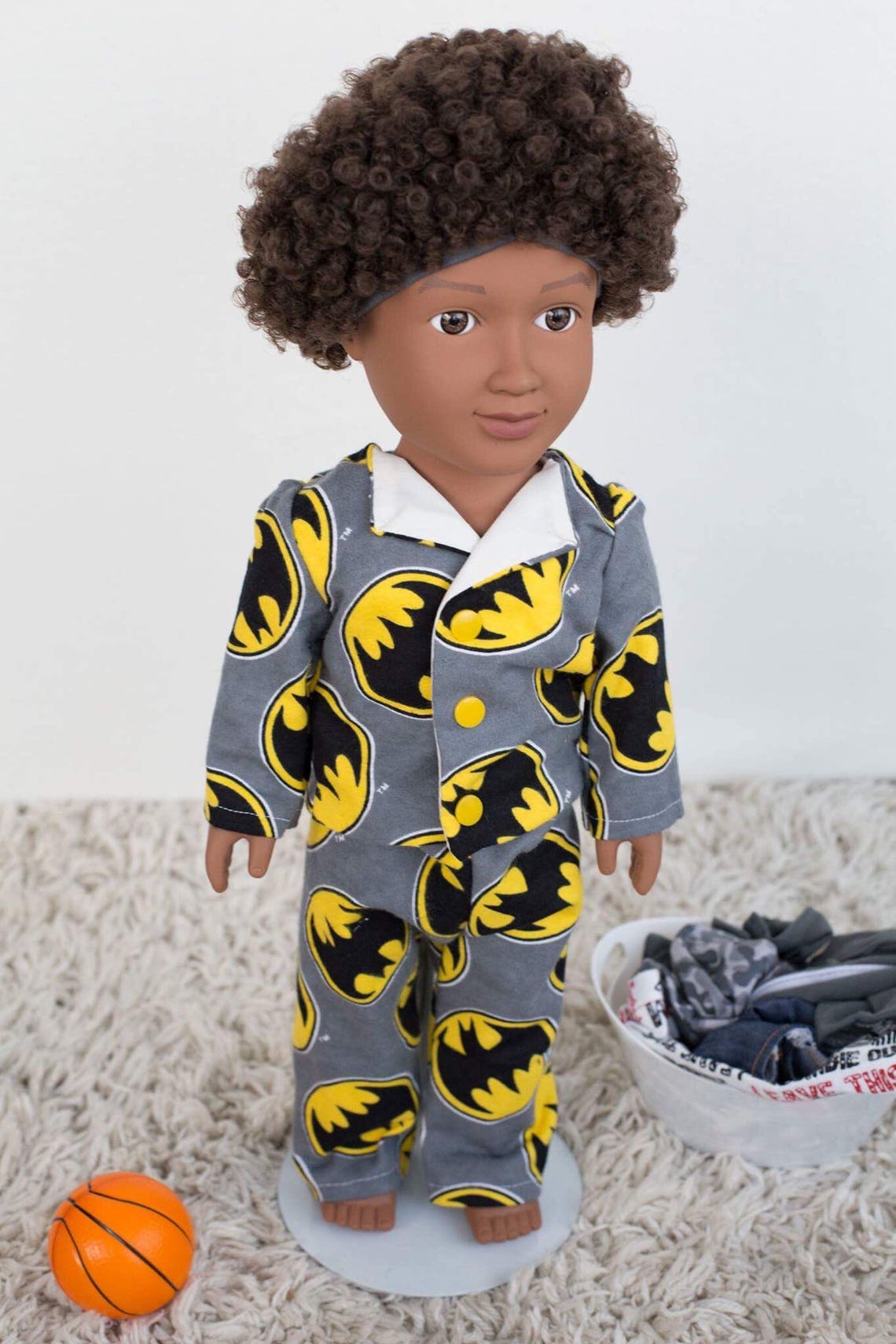 Handmade 18 Inch Doll Pajamas, Batman Pajamas, Superhero Pajama Set