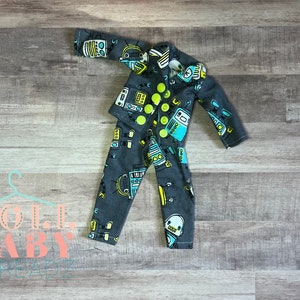 14.5 Inch Doll Robot Pajamas, Wellie Wisher Handmade Cool Robot Doll Pajamas, Unisex Doll Pajamas, Robot Doll Pajama Set,