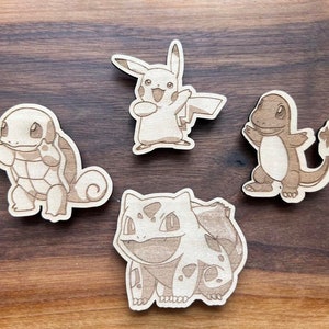 Charmander, Bulbasaur, Squirtle and Pikachu 4 Magnet Set