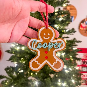 Gingerbread Man Kid&#39;s Ornament, Personalized Gingerbread Christmas Ornament, Custom Name Ornament
