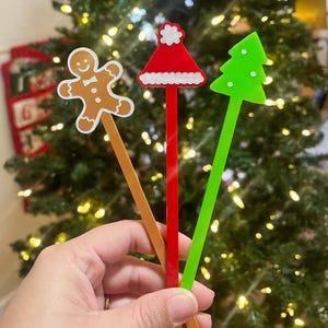 Weihnachts-Acryl-Getränkerührer, Weihnachtsfeier-Set mit 3 Stück