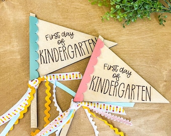 First Day of School Wooden Pennant, Photo Prop Sign