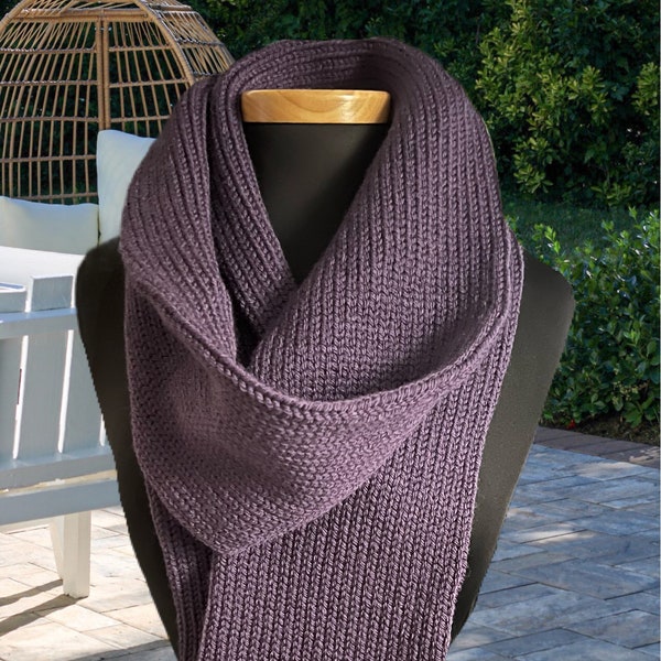 Long Scarf, Knitted Scarf, Purple Scarf, Unisex Scarf, Men’s Scarf, Women’s Scarf, Autumn Scarf, Winter Scarf, Christmas Scarf