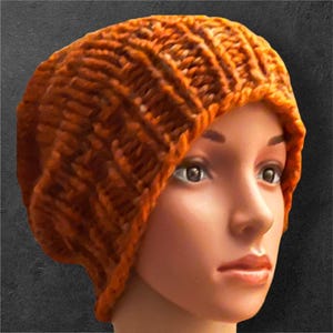 Multicolored Rust Slouchy Beanie Hat, Brown Slouchy Beanie, Multicolored Winter Hat, Autumn Hat