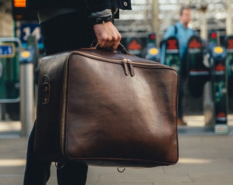 Leather Suitcase Men's Travel Bag Handmade Leather Bag - Etsy