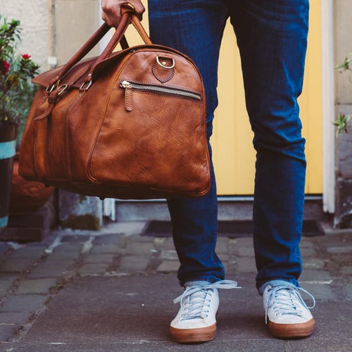 Oversized Leather Duffle Bag Cognac Unisex Holdall Luggage - Etsy