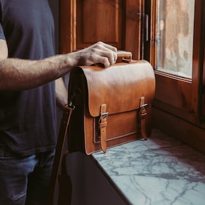 Briefcase Convertible, Leather Messenger, Messenger Bag, Leather Work Bag, Unisex Briefcase, Backpack, Leather Rucksack, Leather Laptop Bag image 1