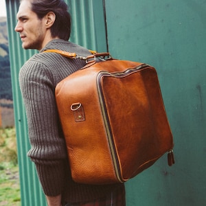 Koffer lederen plunjezak grote handgemaakte leren tas reistas grote reiskoffer vintage retro reistas gepersonaliseerd monogram