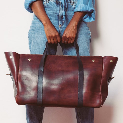 Duffle Bag Leather Duffel Bag Flight Carry on Size Etsy