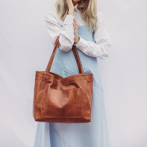 Tote bag, leather tote brown, large and medium tote, leather handbag, leather shoulder bag, SALE, gift for her, oversize personalised tote