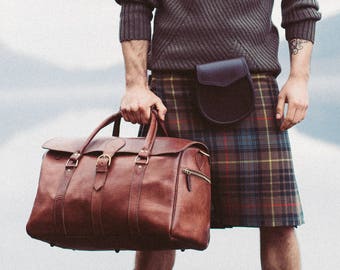 Leather Duffle Bag, Men's Overnight Bag, Leather Holdall, Classic Carry Lite Holdall, Lightweight Luggage, Carry on Baggage, Brown Men's Bag