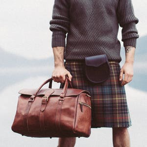 Leather Duffle Bag, Men's Overnight Bag, Leather Holdall, Classic Carry Lite Holdall, Lightweight Luggage, Carry on Baggage, Brown Men's Bag