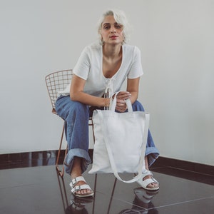 White Lamb Leather Crossbody Tote Bag: Soft Full Grain Satchel