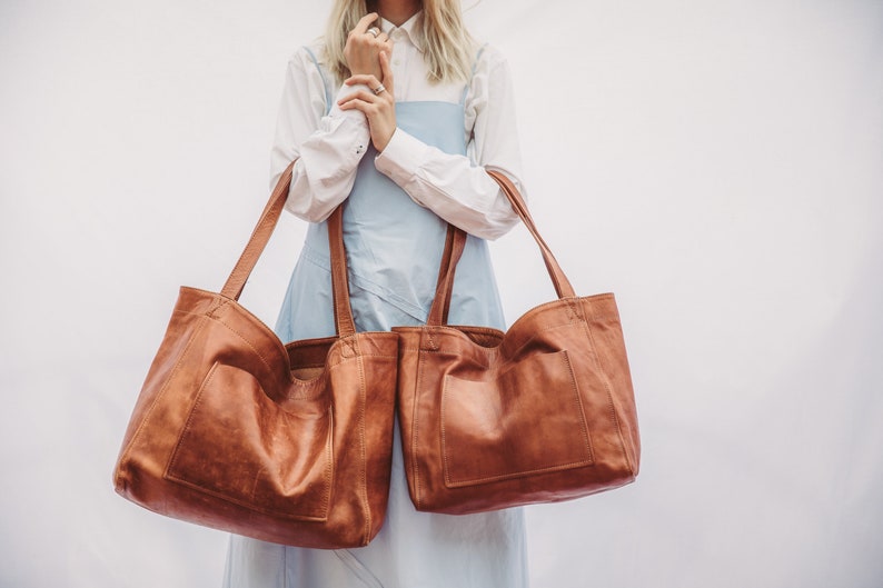 Red Tote Bag, Leather Handbag, Oversize Leather Tote, Book Bag, Library Bag, Leather Hobo Bag, Soft Leather Bag, Summer Bag, Graduation Gift image 7