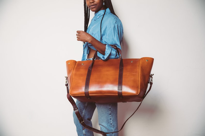 Leather Duffle Bag Weekender Bag Flight Carry on Leather Etsy UK