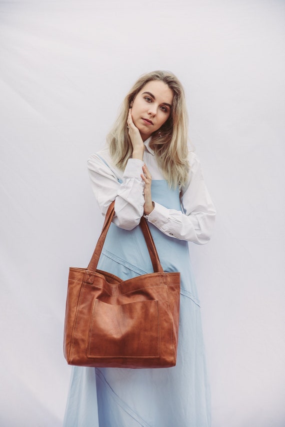 Tote Bag Leather Tote Brown Large and Medium Tote Leather Handbag Leather Shoulder Bag SALE Gift for Her Oversize Personalised Tote Etsy