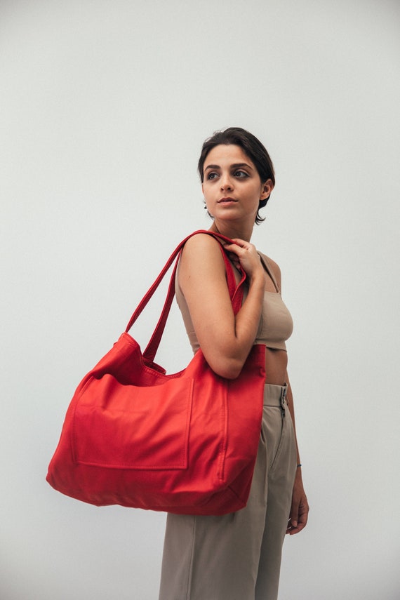 Red Tote Bag, Leather Handbag, Oversize Leather Tote, Book Red Tote Bag, Leather Handbag, Oversize Leather Tote, Book