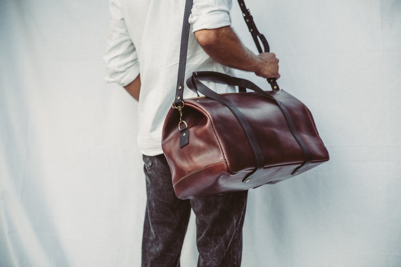 Duffle Bag Leather Duffel Bag Flight Carry on Size Etsy