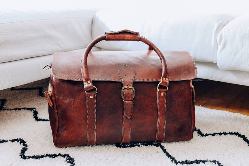 Men's Leather Duffle Bag Classic Travel Holdall Cabin Etsy Canada