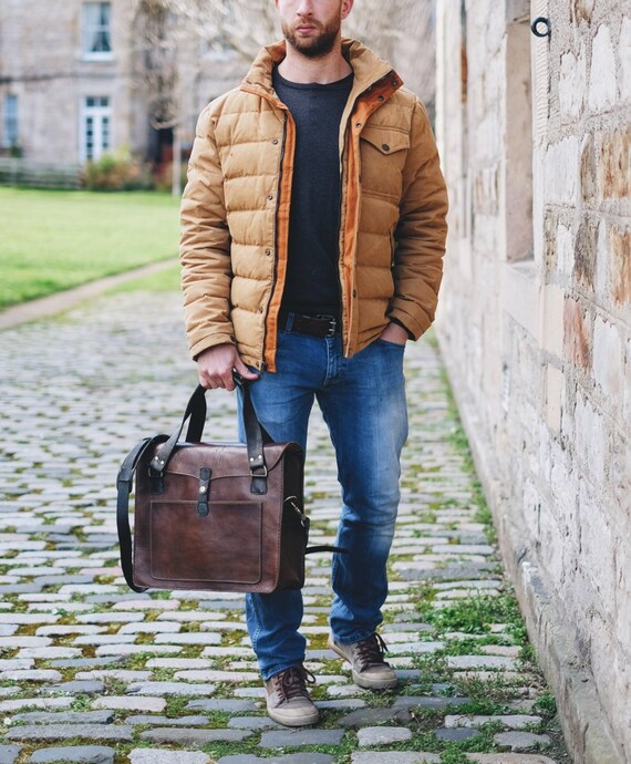 Men's top leather tote