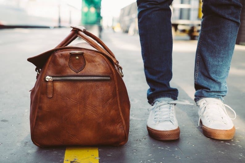 Duffle Bag in Cognac Leather Holdall Large Luggage Carry Etsy UK