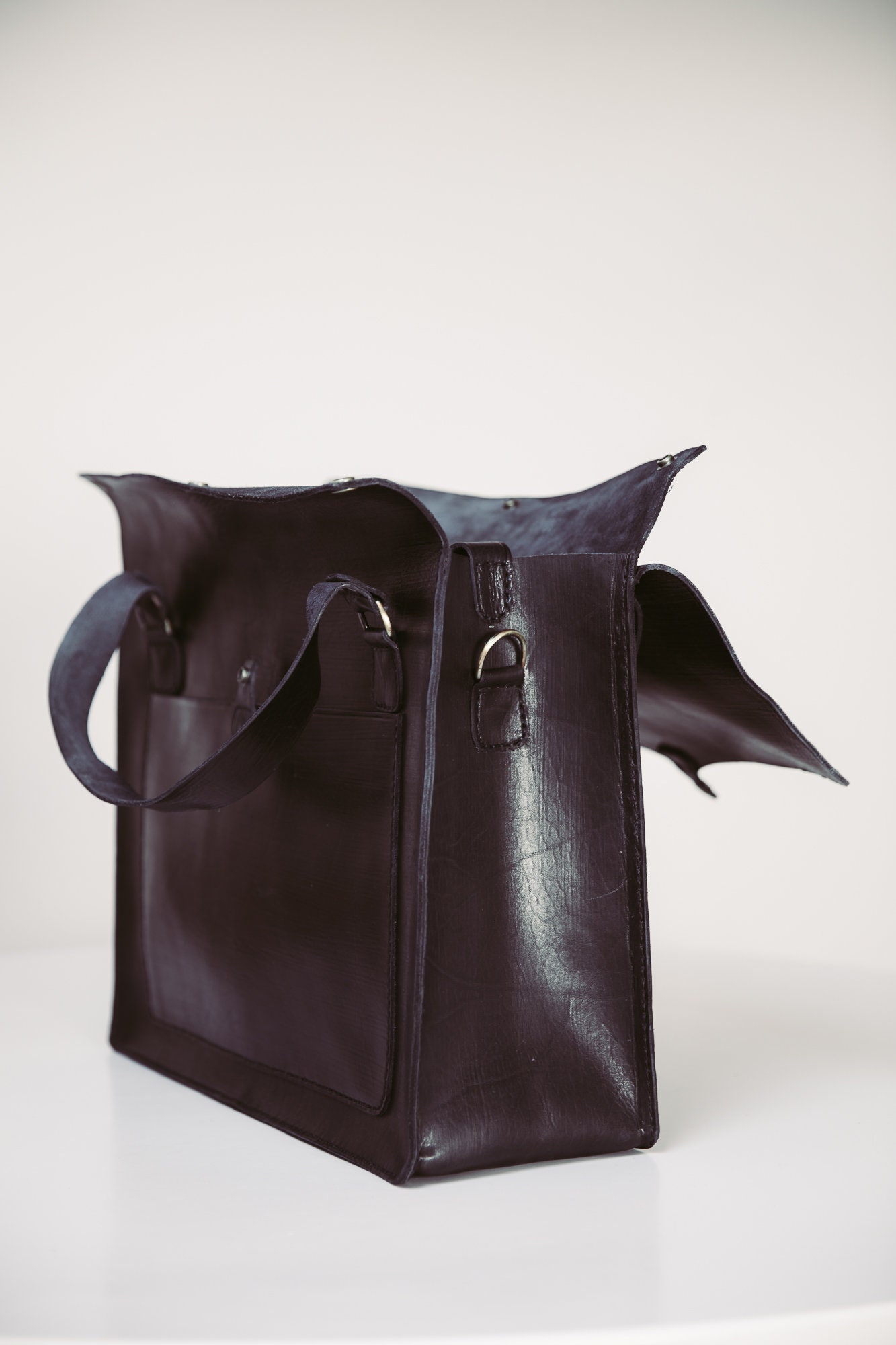 Black Leather Duffle Bag Large Tote Bag Weekender Overnight | Etsy UK