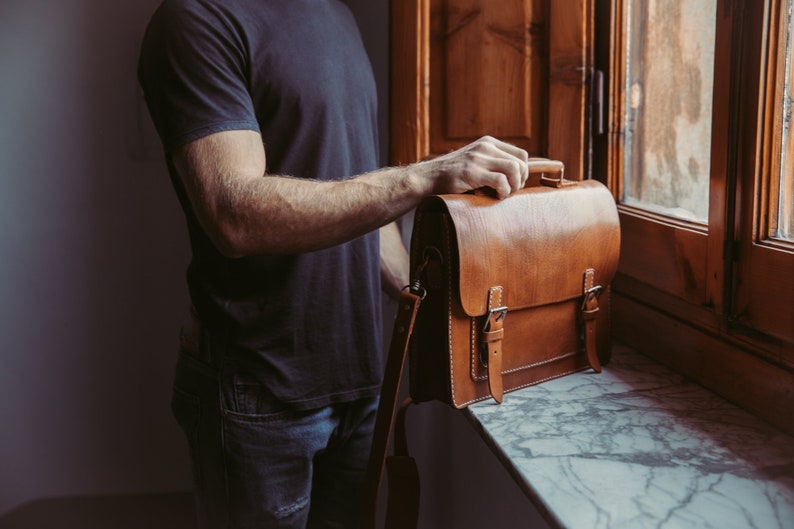 Briefcase Convertible, Leather Messenger, Messenger Bag, Leather Work Bag, Unisex Briefcase, Backpack, Leather Rucksack, Leather Laptop Bag image 1