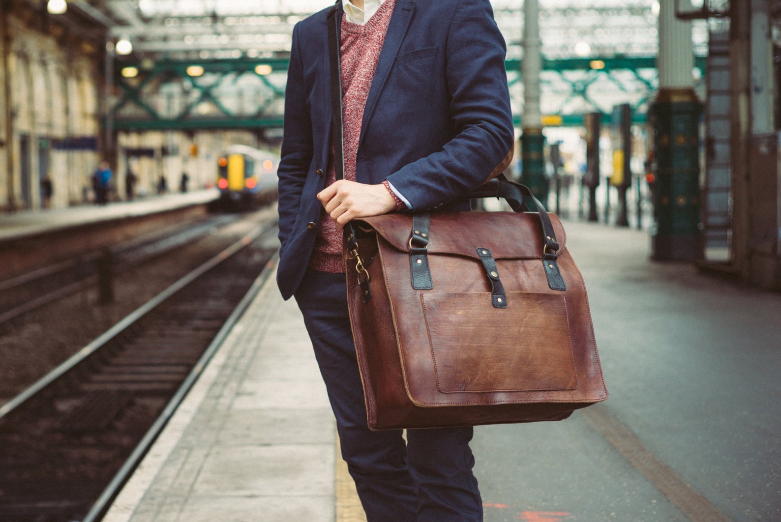 Leather Duffle Bag Large Men's Tote Handmade Weekender Etsy