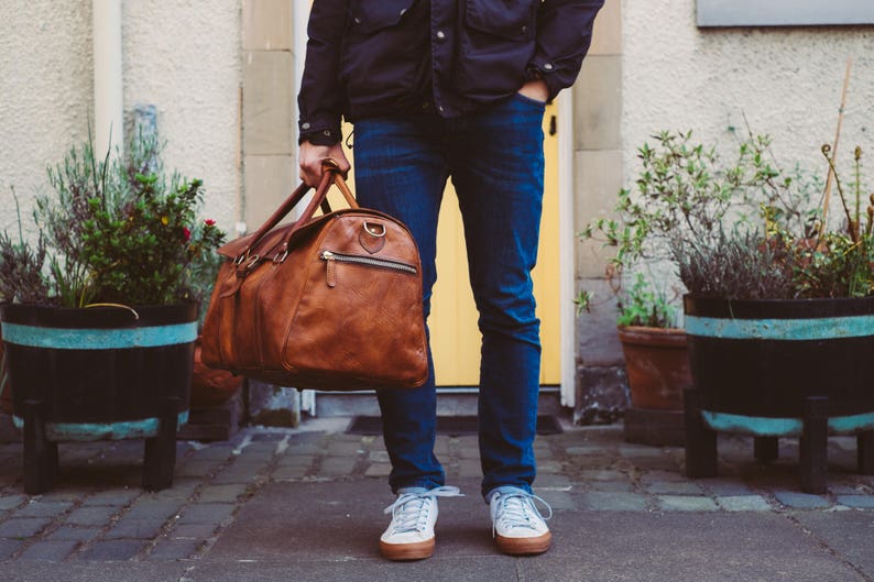 Duffle Bag in Cognac Leather Holdall Large Luggage Carry Etsy UK