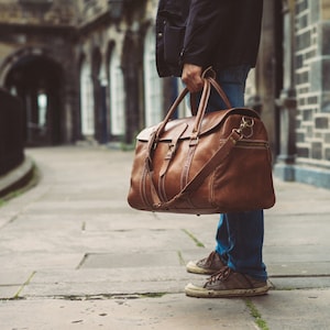 Men's Leather Duffle Bag Classic Travel Holdall Cabin - Etsy