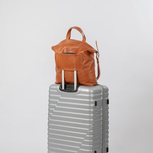 Cappuccino Leather Tote Bag: Oversized Lambskin Crossbody Weekender