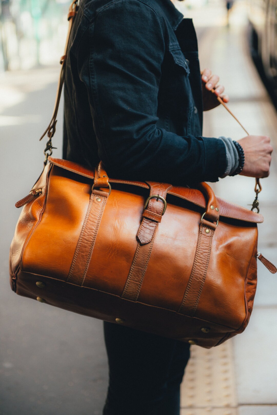 ONE NIGHTER Angola & Leather Travel Bag