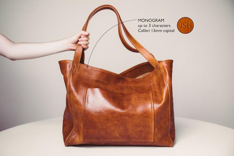 Crossbody Leather Bag, Brown Tote Bag, Leather Shoulder Bag, Shopper Bag, Market, Shopping Bag, Leather Laptop Bag, School Bag, Gift for Mom image 8