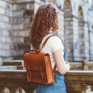 Briefcase Convertible, Leather Messenger, Messenger Bag, Leather Work Bag, Unisex Briefcase, Backpack, Leather Rucksack, Leather Laptop Bag image 3